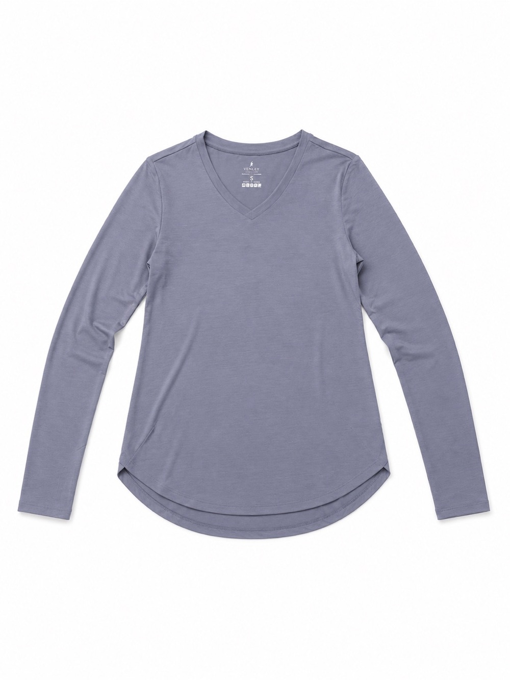 Everyday V-Neck Long Sleeve Tee - Heather Slate